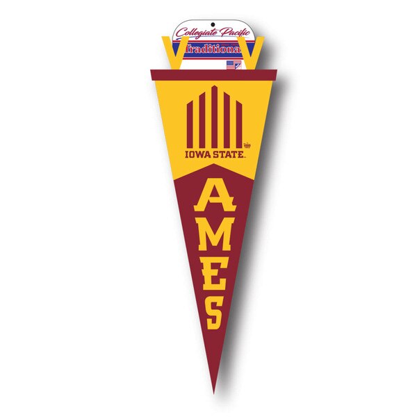 Vintage 5-Bar Ames Cardinal & Gold Pennant (12" x 32" Commemorative Collection)